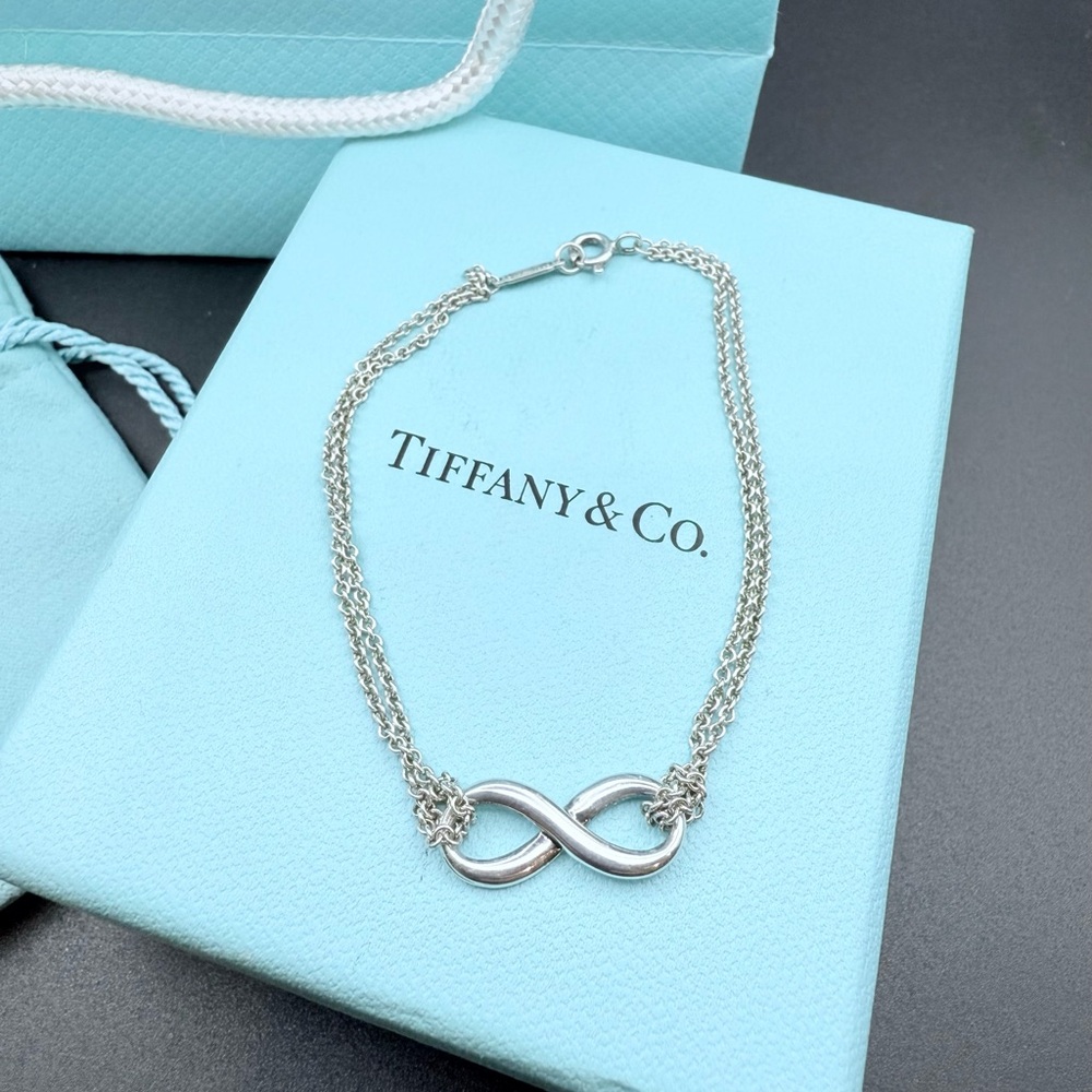 Tiffany & Co. Infinity Double Chain Bracelet Sterling Silver 6.5” –Authentic - Picture 2 of 7